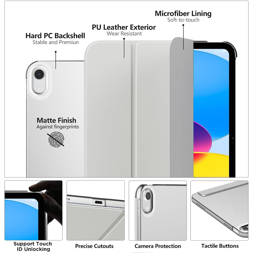 Slim Stand Cover for iPad Air 13-inch, Auto Wake/Sleep Smart Shell with Translucent Back
